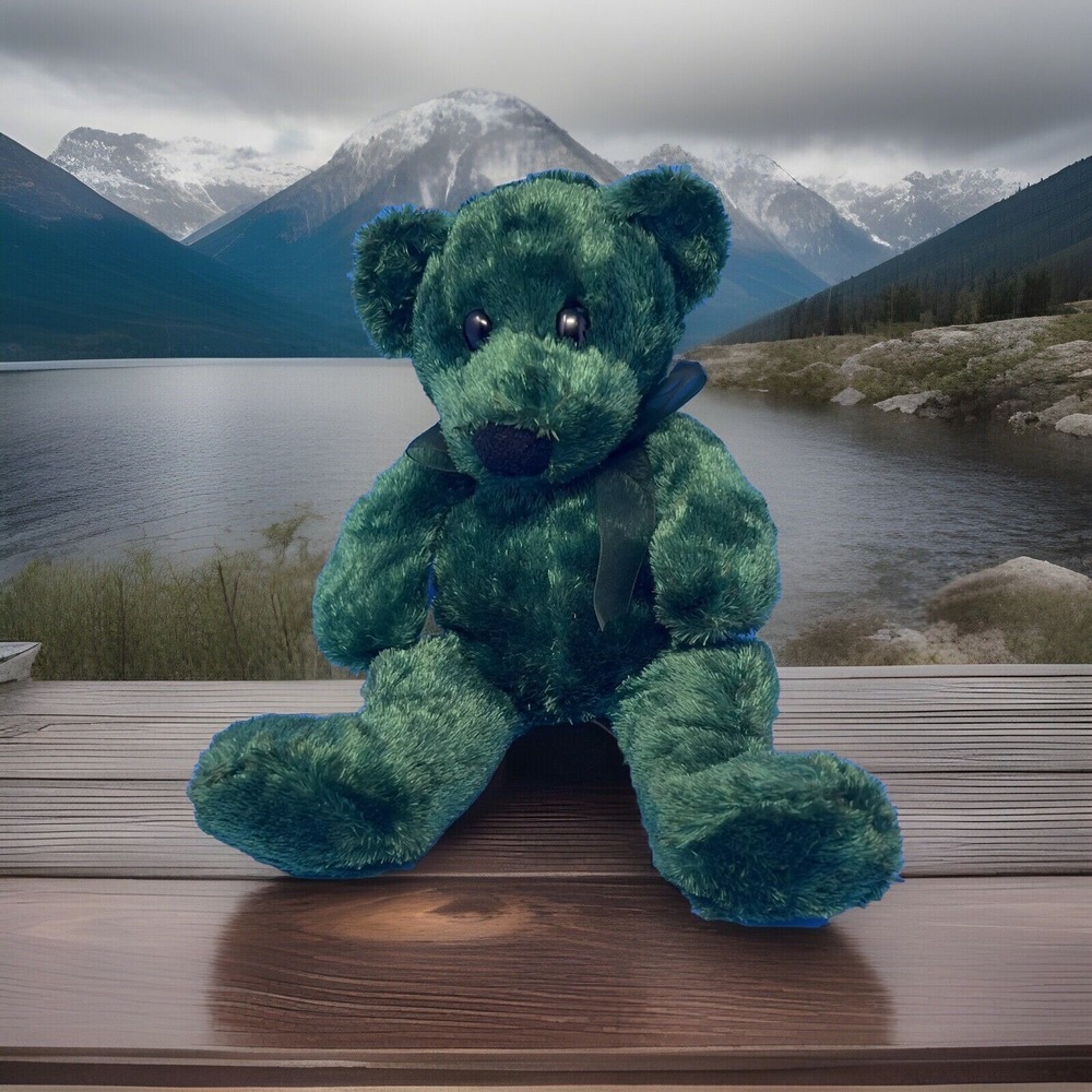 Rare‎ Kelly Toy Vintage Plush Bear Teal Green Soft Stuffed Animal